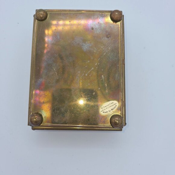 Thomas Kinkade Via Vermont Glass Jewelry Box With Mirror Lid Featuring Winter Sc - Picture 9 of 9